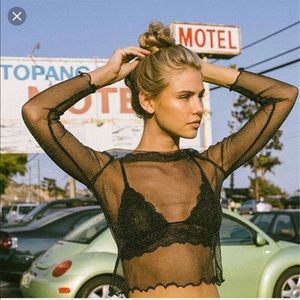 Out From Under Lettuce Edge Sparkle Mesh Top